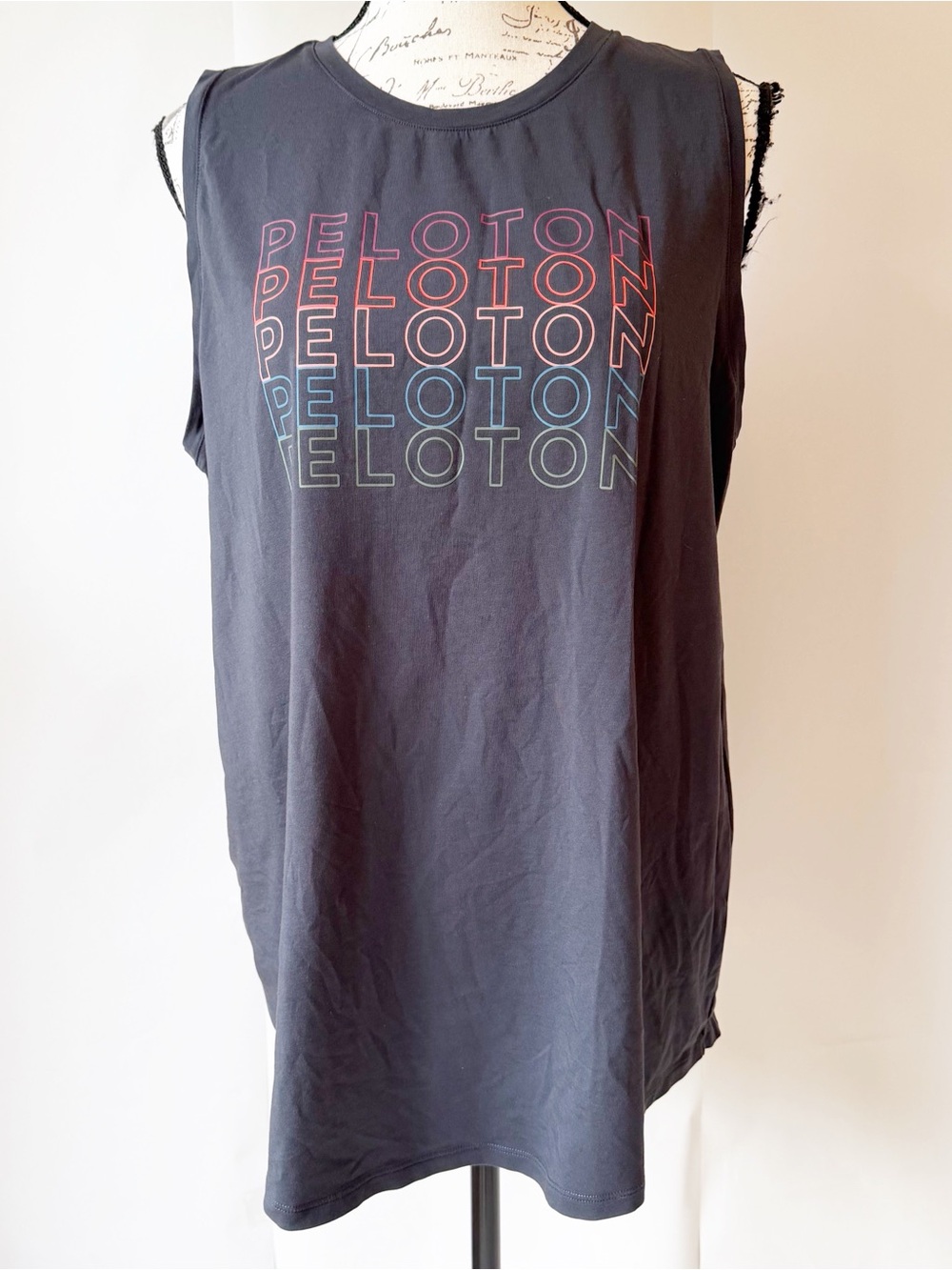 Peloton Black Muscle Tank with Multicolor Logo XXL